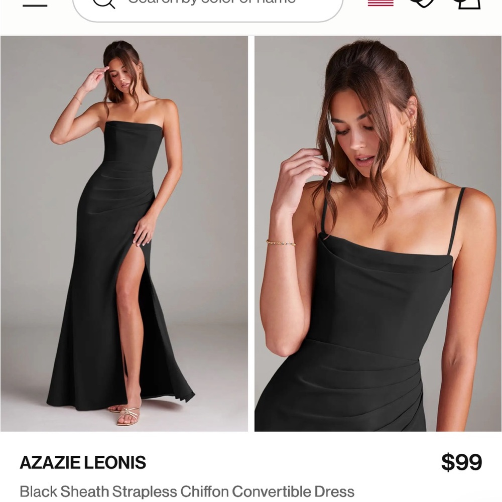 Azazie Leonis Elegant Black Strapless Dress